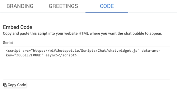 Antamedia Chat installation snippet