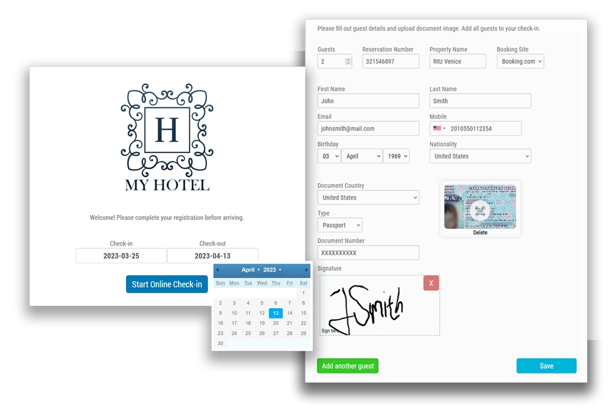Digital Guide online check-in